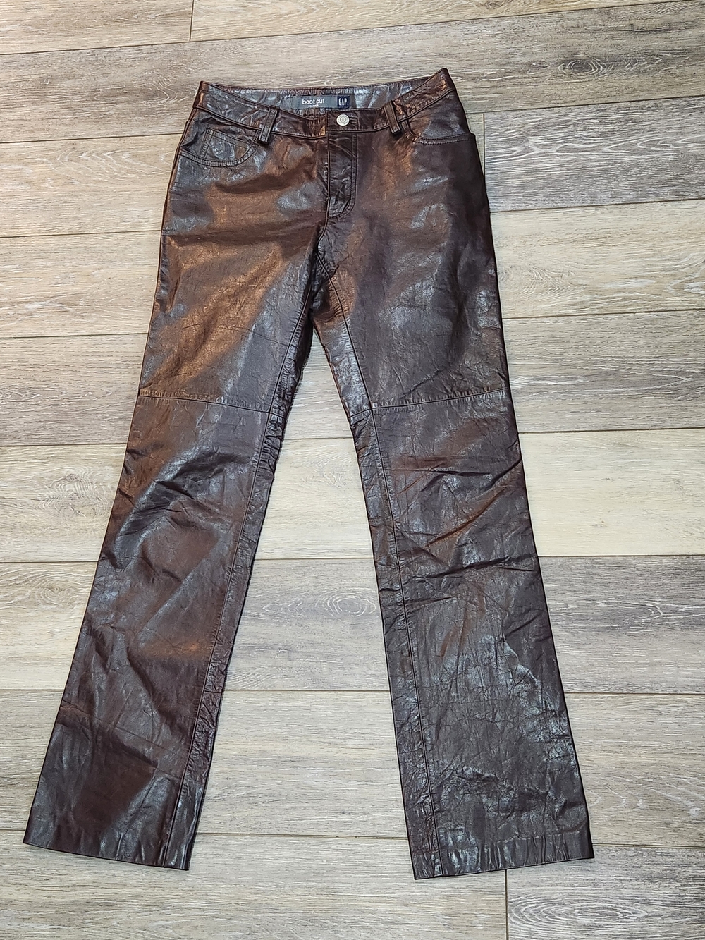 Vintage Gap Leather Pants Juniors Y2K 2000 Bootcut Flare size 1